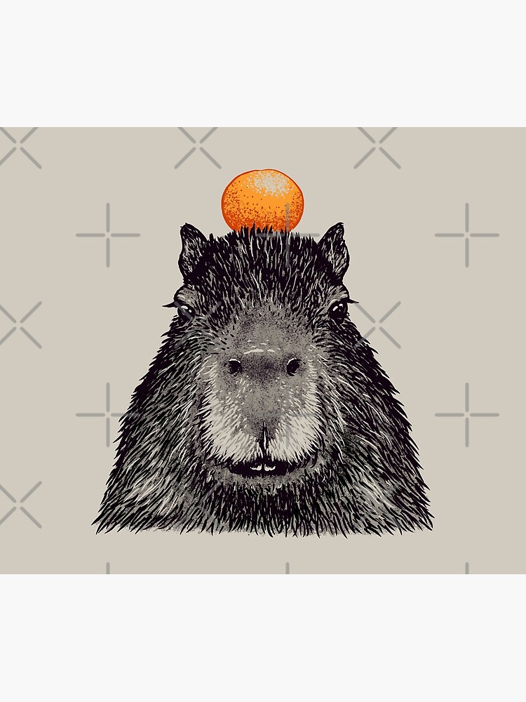 Capybara Orange | Capy Yuzu | Capybara with Orange on Head | His Name - Gort | Portrait by schwartzog