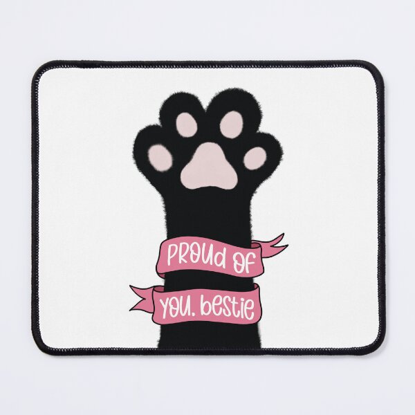 Item preview, Proud of You Bestie Cat Paw High Five Illustration Art, Black & Hot Pink Cat Print designed and sold by Dazzline Designs.