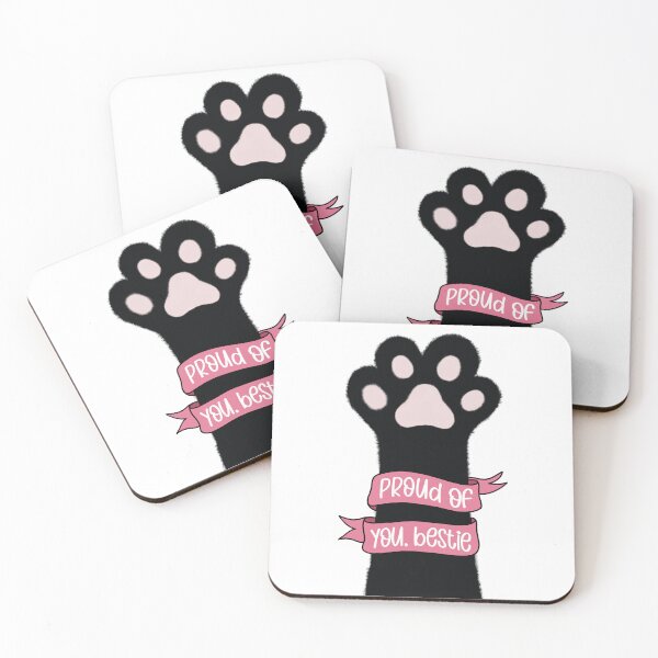 Item preview,  Proud of You Bestie Cat Paw High Five Illustration Art, Black & Hot Pink Cat Print designed and sold by Dazzline Designs.