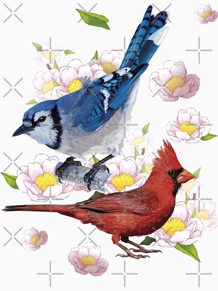 Blue Jay & Red Cardinal Active T-Shirt for Sale by Sophie Corrigan