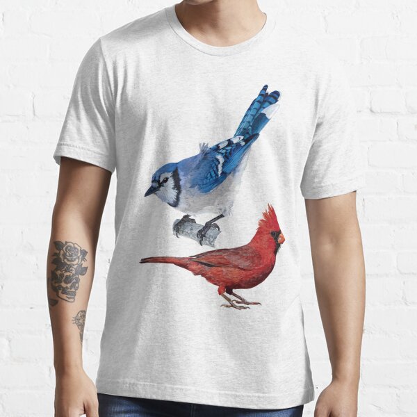 Women's Bird Shirt Winter Birds T Shirt Cardinal Blue Jay