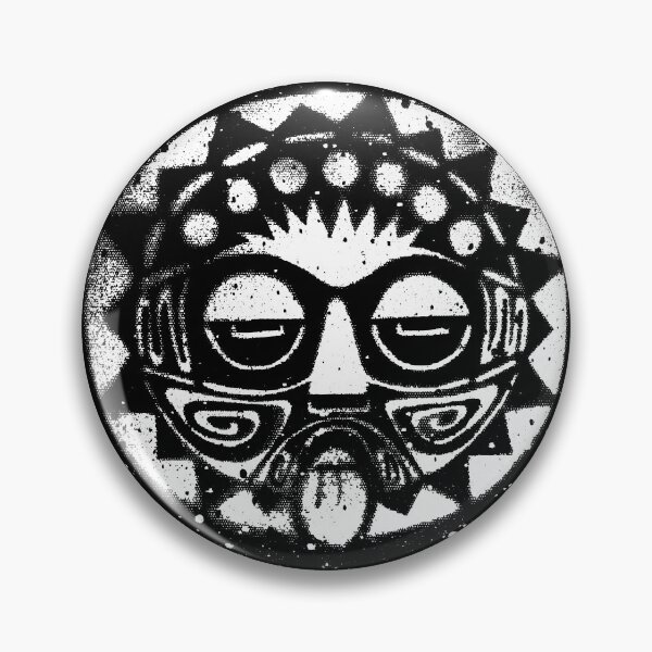 Item preview, grunge decor, Indie tribal mask art in White designed and sold by Anomalypark.