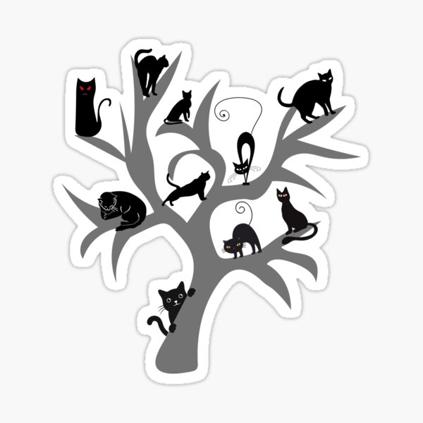 "Black cat tree" Sticker for Sale by CatOrDog Redbubble