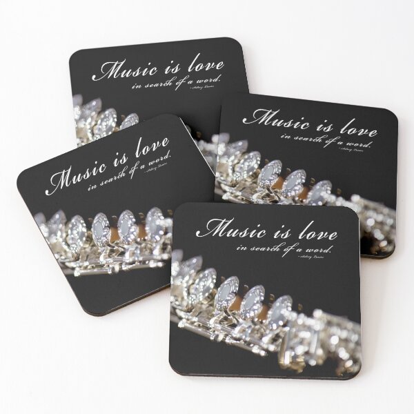 Item preview, Music is Love Flute Portrait with Romantic Quote designed and sold by nancyjcreates.