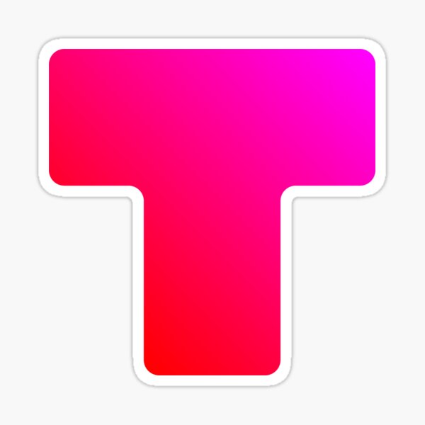 CyberGLAM Letter T - Red Fuchsia Futuristic Geometric Font Sticker