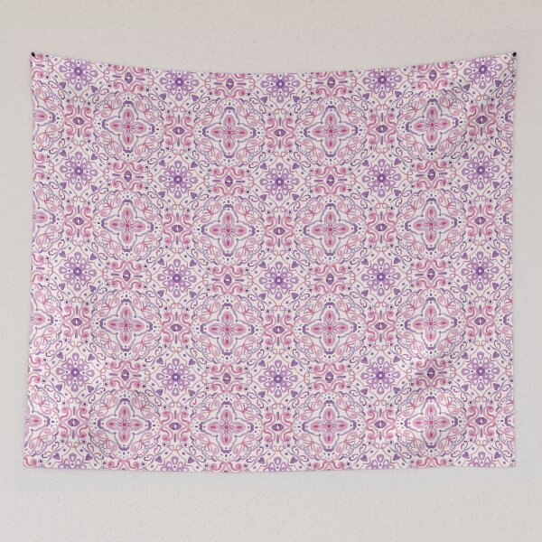 Item preview, pink watercolor tile, purple watercolor tile,  designed and sold by inkbearblue.