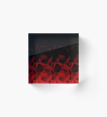 Abstraktes polygonales Muster. Rote, schwarze Dreiecke. Acrylblock
