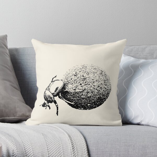 Dung Beetle Rolling Dung Ball | African Wildlife Throw Pillow