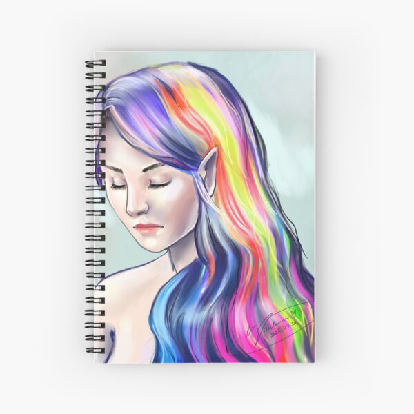 Rainbow hair girl number two Spiral Notebook