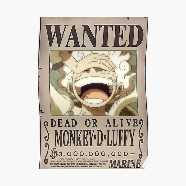 Monkey D Luffy Gear 5 Nika Wanted Bounty Poster