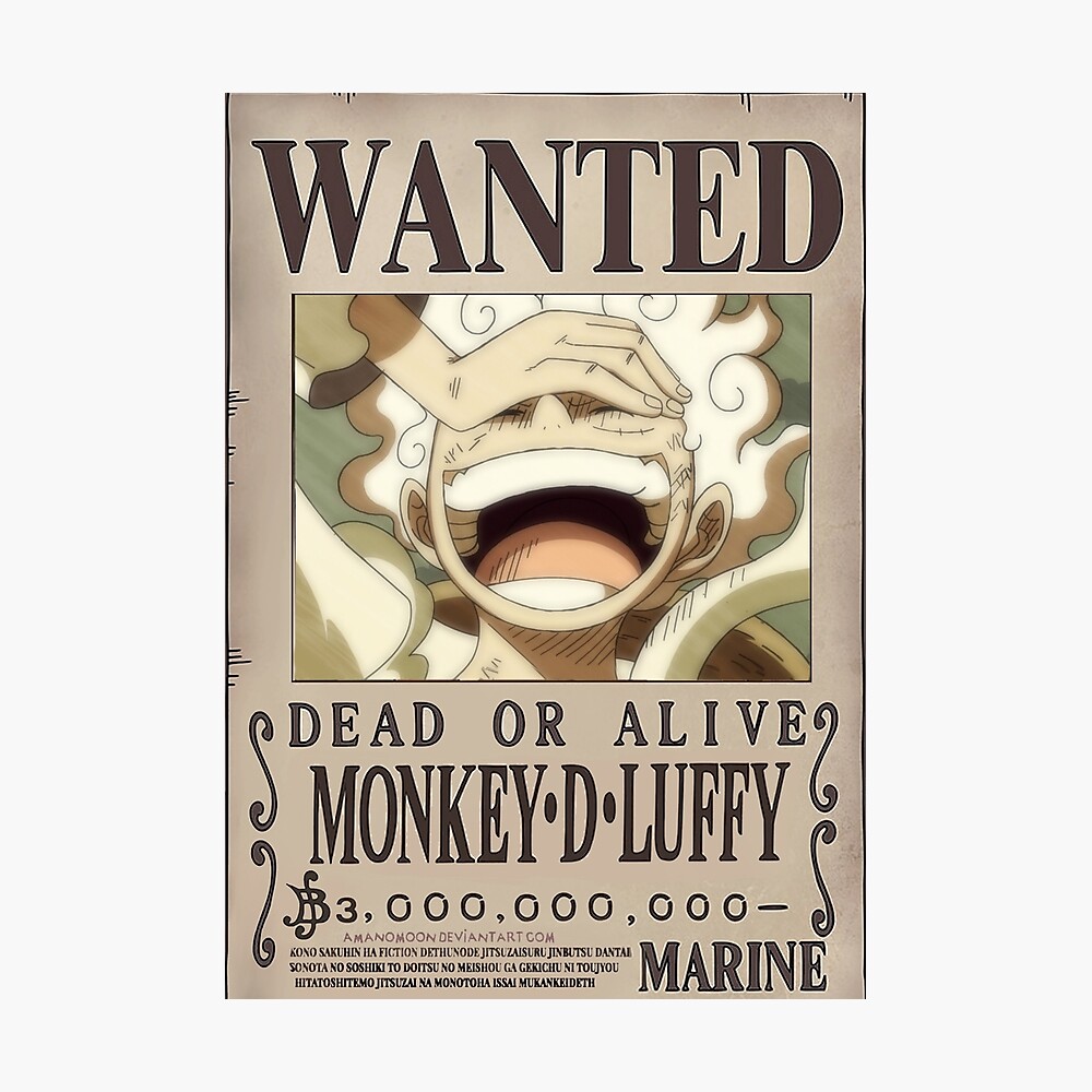 Avis De Recherche Luffy Wano Monkey D Luffy Gear 5 Nika Wanted Bounty" Poster for Sale by Amanomoon |  Redbubble