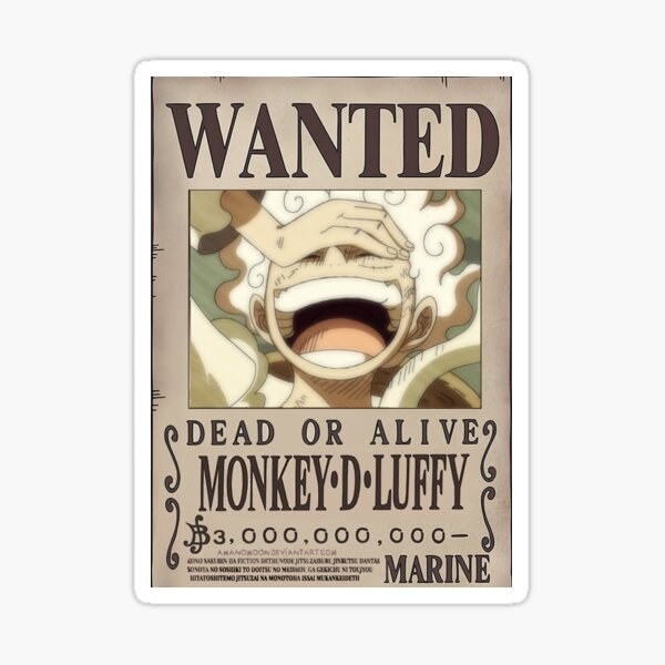 Monkey D Luffy Gear 5 Nika Wanted Bounty Sticker
