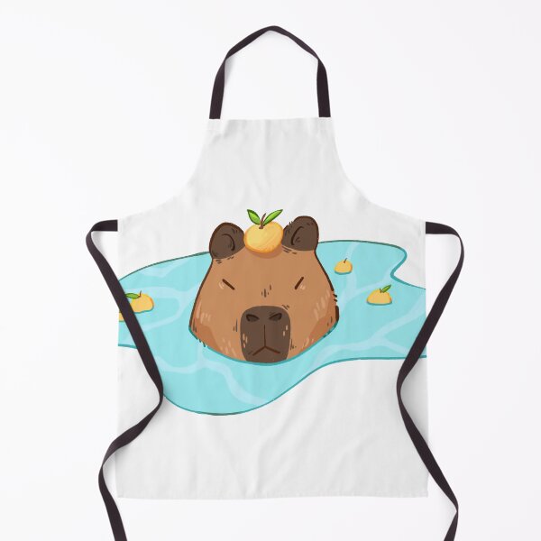 Item preview, capybara with yuzu fruit on head • chilling in a pool • orange citrus bath designed and sold by sunfloras.