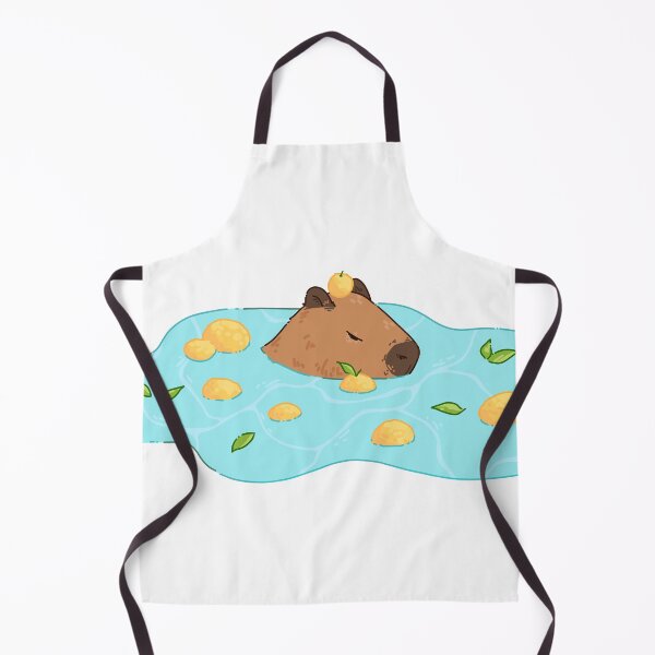 Item preview, capybara with yuzu fruit on head • relaxing in a pool • orange citrus bath designed and sold by sunfloras.