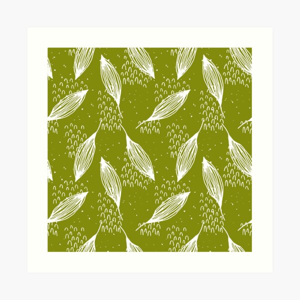 Japanese Leaf Print, Emerald and Lime Green Wrapping Paper by mm gladden