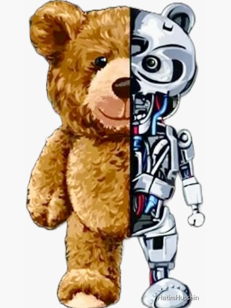 "Funny Teddy Bear Robot " Sticker for Sale by HatimHussein Redbubble