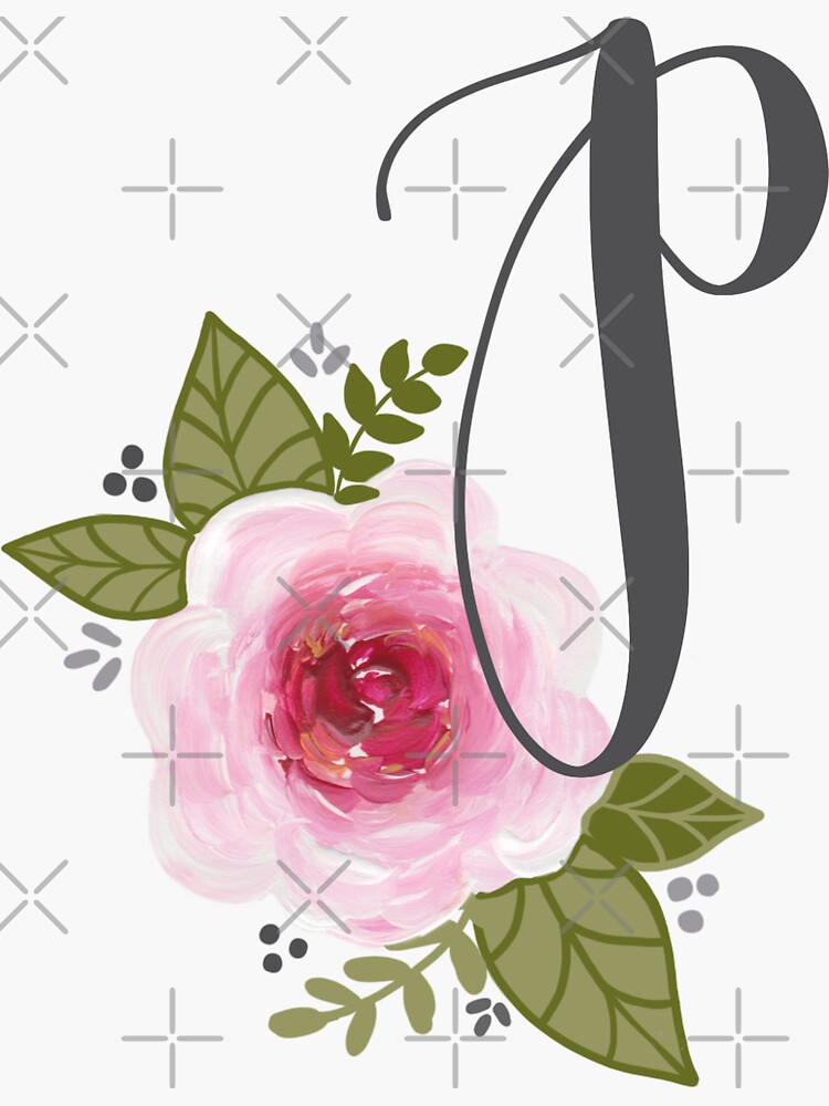 Monogram M Floral Sticker by Quaintrelle, Redbubble