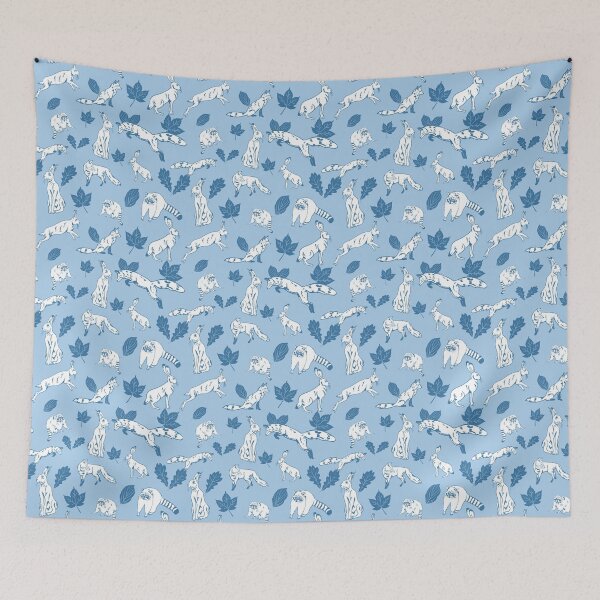 Item preview, Woodland creatures in blue designed and sold by Superdoodledo.