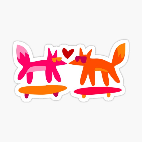 cool lesbian fox skater girlfriends Sticker