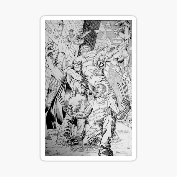 Super team up b/w Sticker