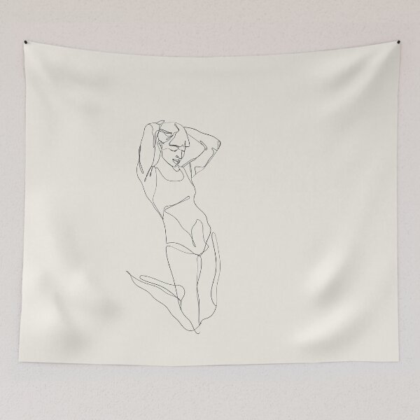 Item preview, black monoline woman drawing designed and sold by cherry by hs (coucou).