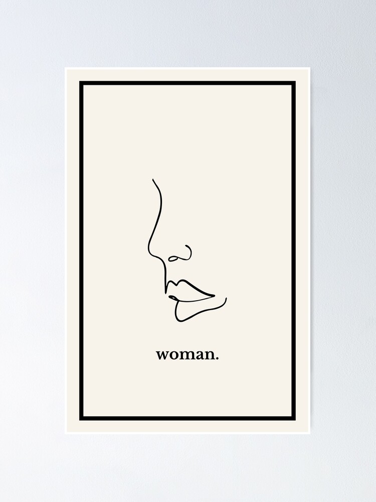 black monoline woman drawing | Poster