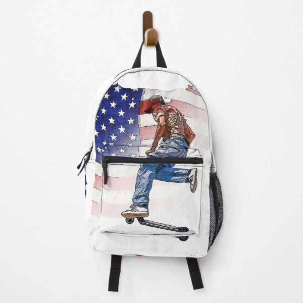 Item preview, Patriotic Scooter Rider and US Flag Artwork designed and sold by NaturePrints.