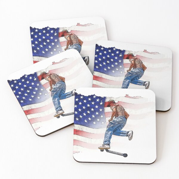 Item preview, Patriotic Scooter Rider and US Flag Artwork designed and sold by NaturePrints.