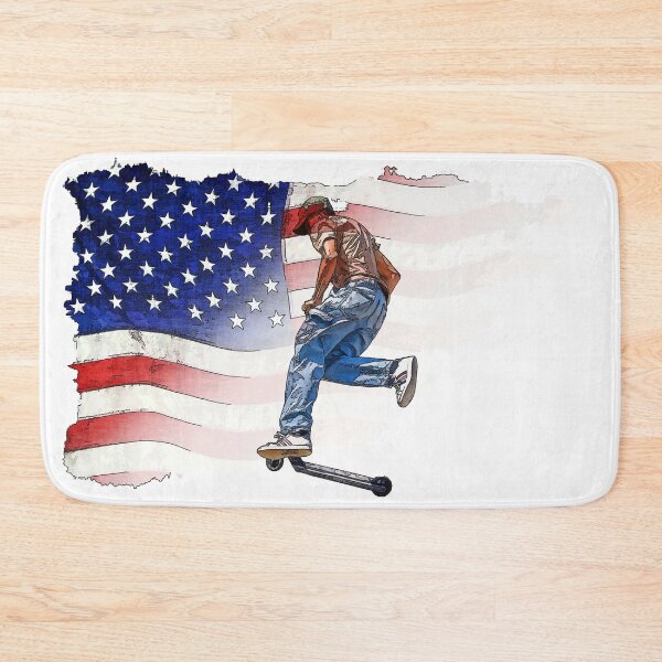 Item preview, Patriotic Scooter Rider and US Flag Artwork designed and sold by NaturePrints.