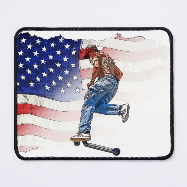 Item preview, Patriotic Scooter Rider and US Flag Artwork designed and sold by NaturePrints.
