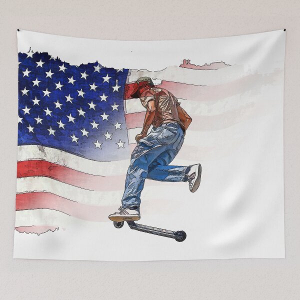 Item preview, Patriotic Scooter Rider and US Flag Artwork designed and sold by NaturePrints.