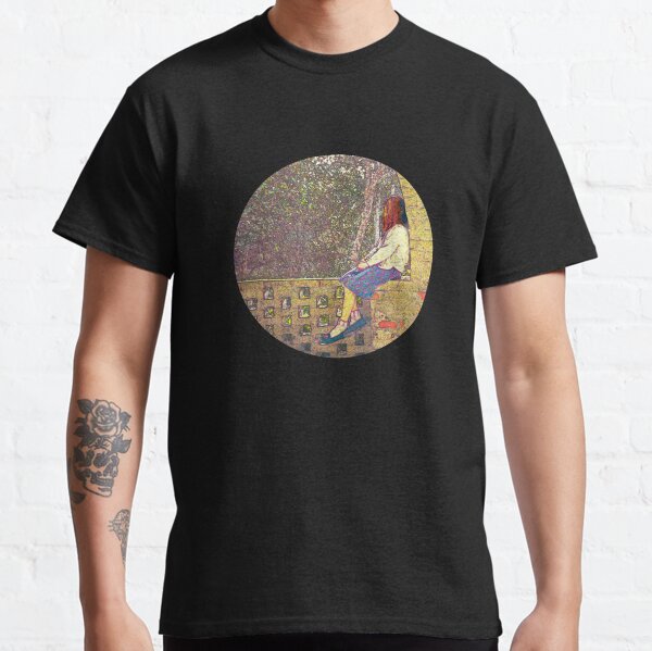 Girl Sitting On Garden Wall Day Dreaming Contemporary Art Classic T-Shirt