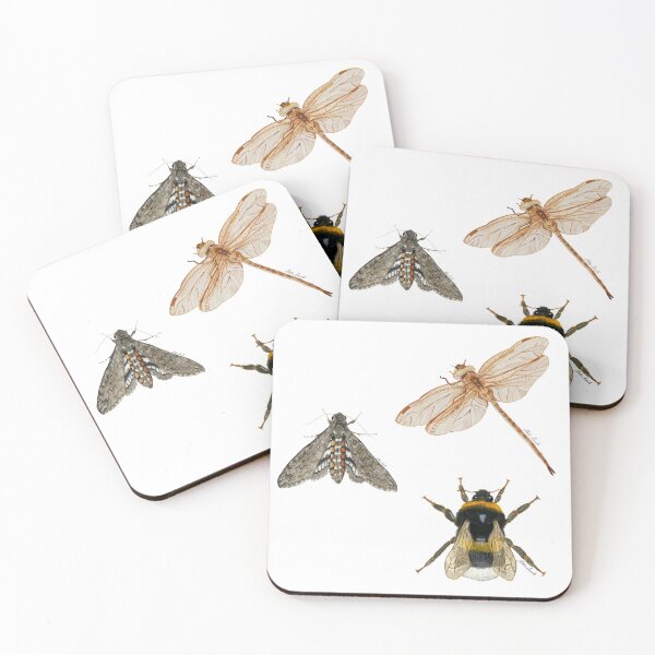 Item preview, Watercolor Insect Set - Dragonfly + Moth + Bumblebee designed and sold by Malu-Iriarte.