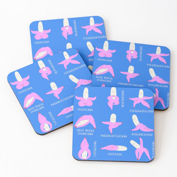 Item preview, Bananas Asanas | Fruit Yoga | Pink and Blue designed and sold by CarolFreire.