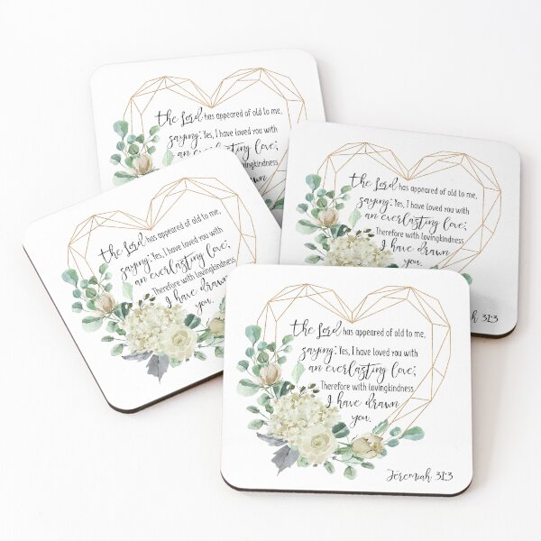Item preview, Jeremiah 31:3 I Have Loved You With An Everlasting Love,  Floral Christian Scripture, God's Love, Watercolor Bible Verse  designed and sold by Dzhenka-Balimez.