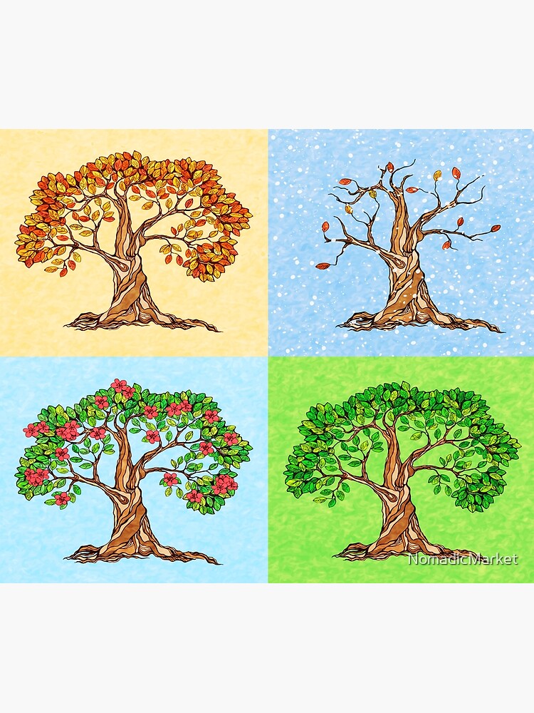 Poster Four seasons in Chinese traditional style, vector - PIXERS.HK