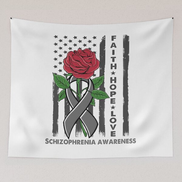 Item preview, Faith Hope Love Schizophrenia Awareness American Flag designed and sold by Kohend.