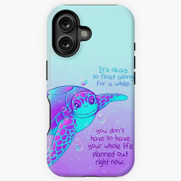 Item preview, "It's okay to float along" Colorful Sea Turtle designed and sold by thelatestkate.