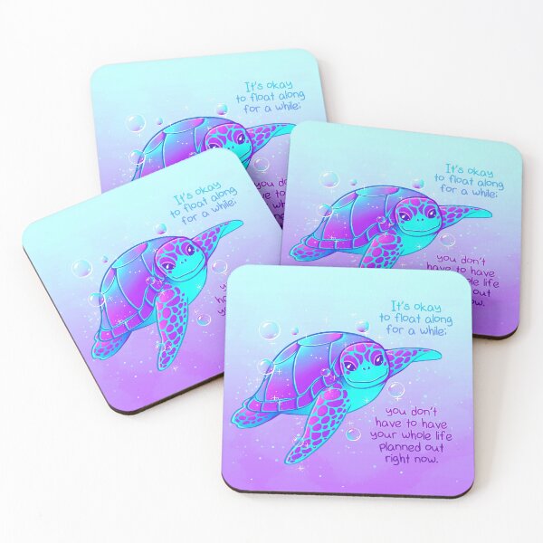 Item preview, "It's okay to float along" Colorful Sea Turtle designed and sold by thelatestkate.