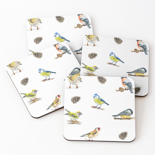 Item preview, Watercolor Wild Forest Birds and Pinecones designed and sold by silviaol.