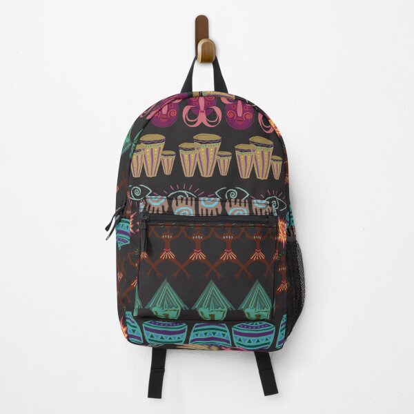Item preview, Tribal Ethnic multicolored pattern with Drums, pots, thatched houses and tribal line-art men designed and sold by Thilaniz.