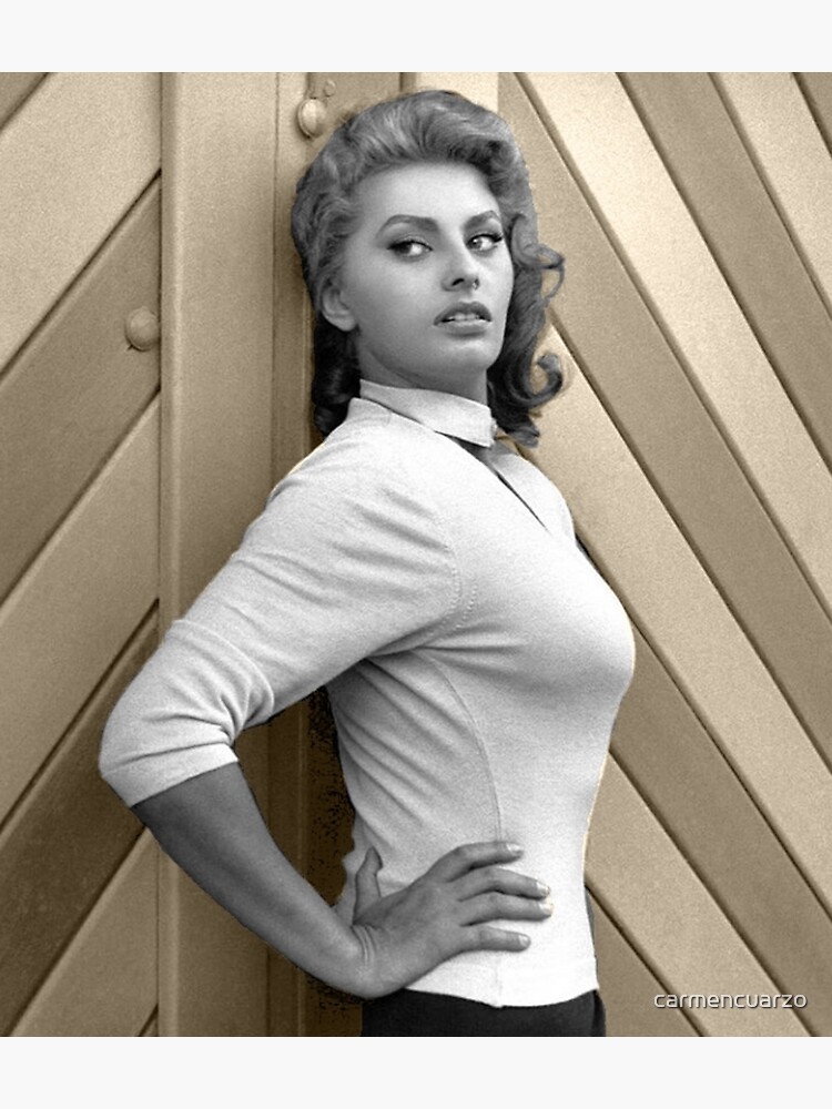 Sophia Loren in front of a wooden door Poster by carmencuarzo