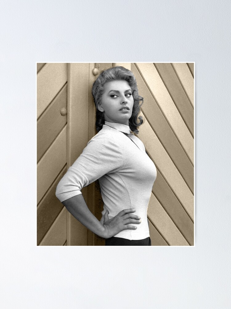 Sophia Loren in front of a wooden door Poster by carmencuarzo