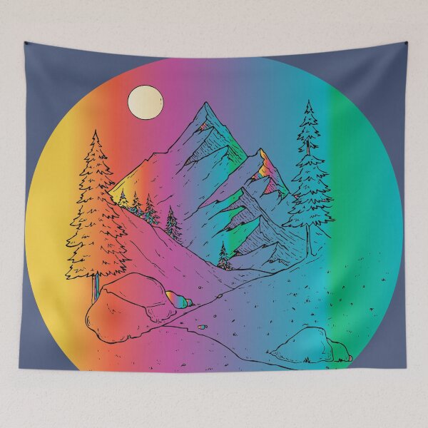 Item preview,  colorful moon mountains road designed and sold by XXgooddeedXX.