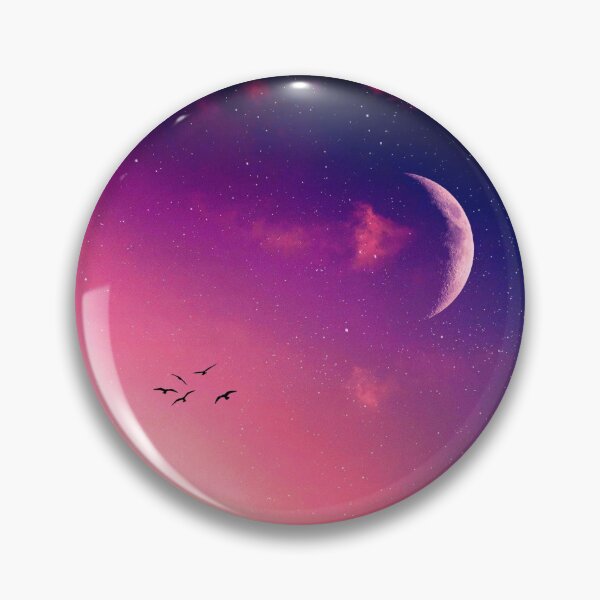 Item preview, Silhouette of Birds as Moon and Stars Emerge in Purple Sky designed and sold by DEL-Productions.