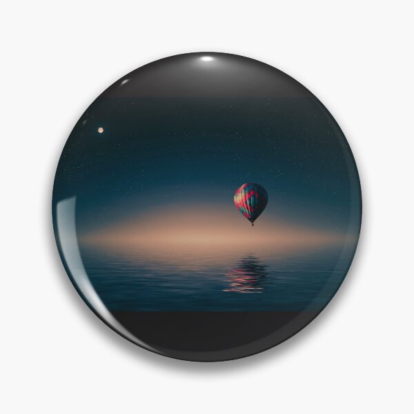 Item preview, Serene Moon and Hot Air Balloon over water  designed and sold by TheMajesTee.