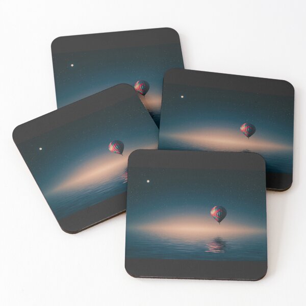 Item preview, Serene Moon and Hot Air Balloon over water  designed and sold by TheMajesTee.