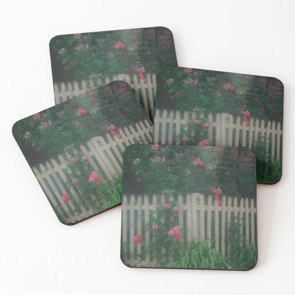 Item preview, Pink Roses Growing on a White Picket Fence designed and sold by Nalinne Jones.