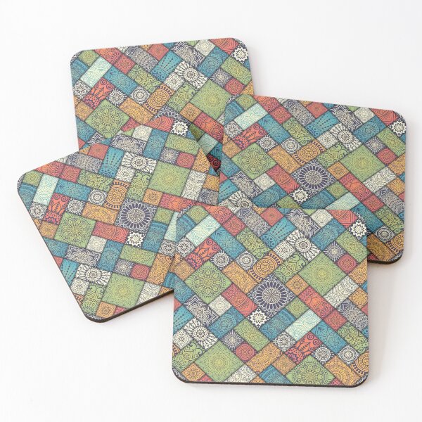 Item preview, Mixed Colors Indian Diagonal Floral Tiles pattern designed and sold by Art-by-Geoff.