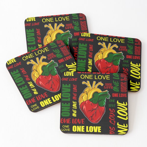 Item preview, One Love Heart - Caribbean Rasta Reggae Music Jamaican designed and sold by DoctorBirdsInk.